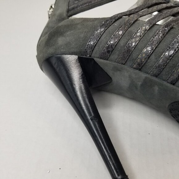 Calvin Klein Danica Platform Stiletto Heels Pumps Grey Suede Date Night Sz 9.5 - Picture 11 of 16